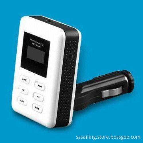 Car FM Transmitter with LCD Screen and Remote Control, Holds on Car Steering